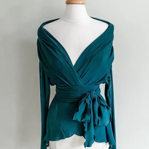 Infinity Flow Wrap in Teal by Canadian Designer Diane Kroe - Picture 3 of 6